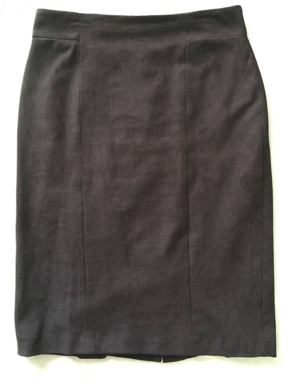 Artisan NY Brown Lined ZIP Stretch Pencil Skirt Faux Suede SZ 6